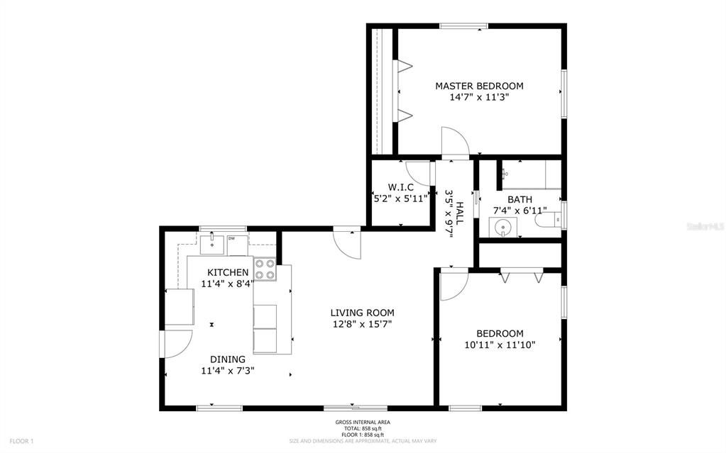 Active With Contract: $297,000 (2 beds, 1 baths, 988 Square Feet)