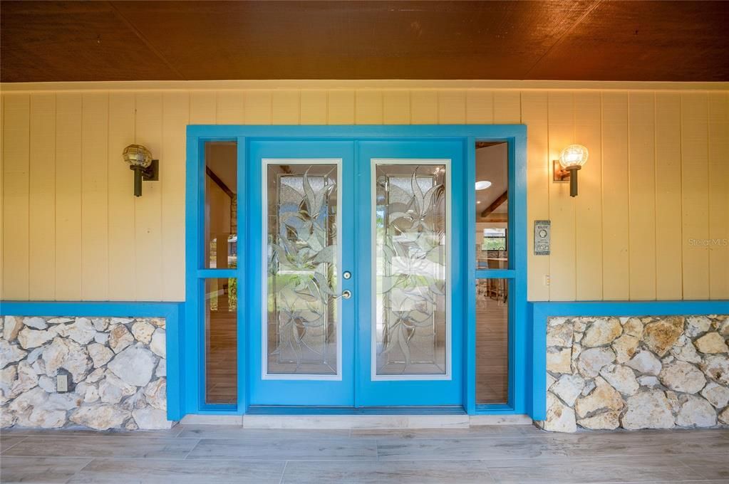 Beautiful leaded glass front doors