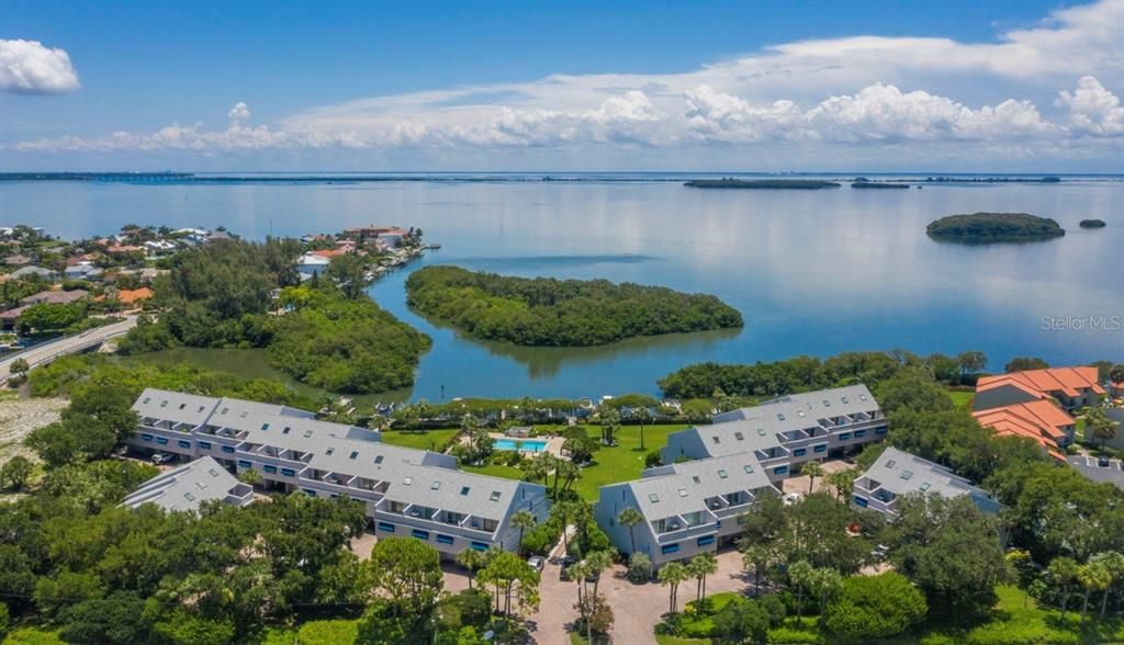 Aerial looking east to Boca Ciega Bay