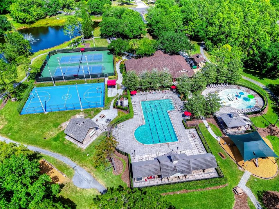 Tennis courts, pool, playground and splash pad!