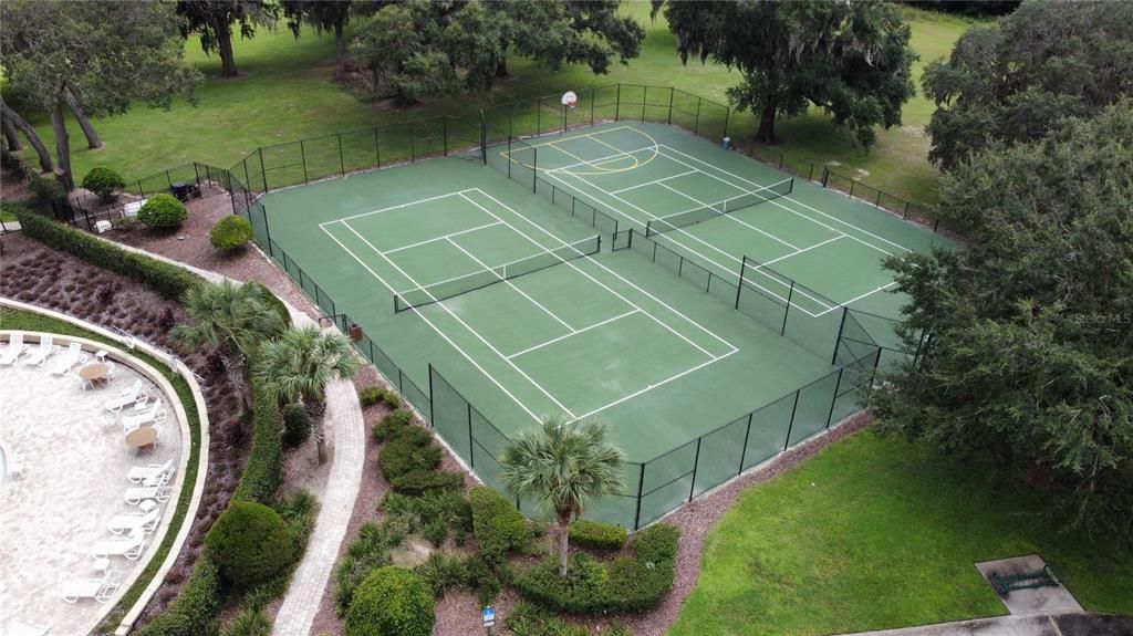 Tennis, pickleball, and basketball courts
