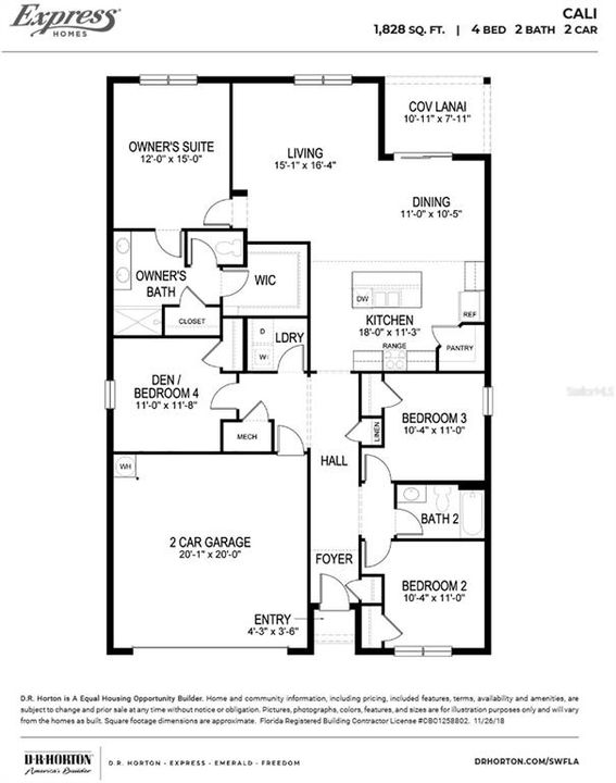 Activo con contrato: $348,685 (4 camas, 2 baños, 1828 Pies cuadrados)