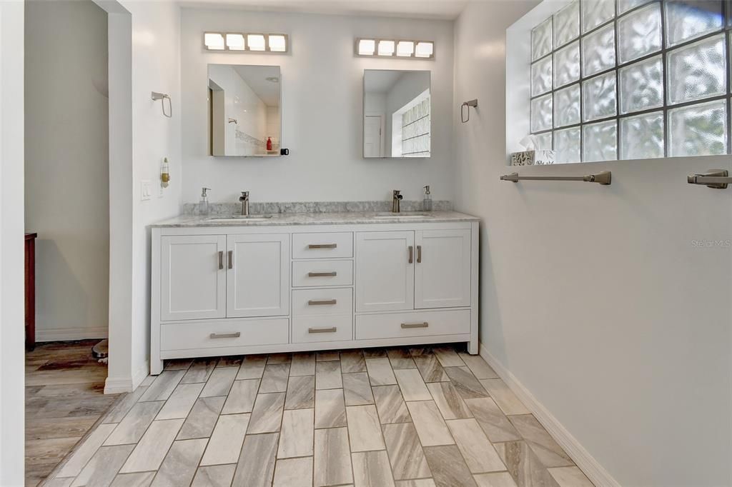 Remodeled Master bath with 2 vanities