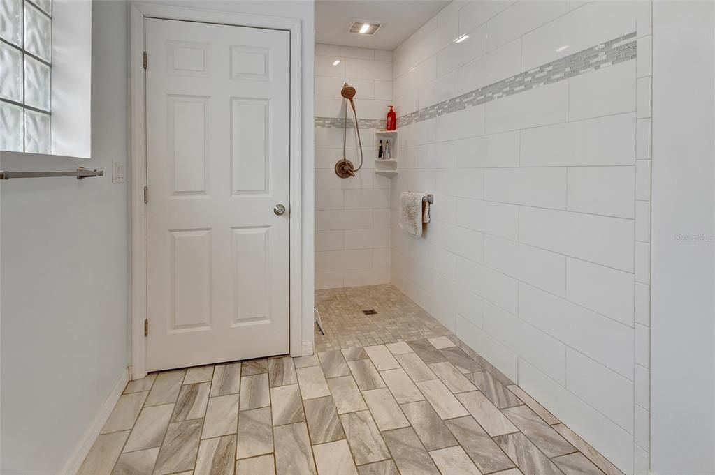 Remodeled master bath with walk-in shower