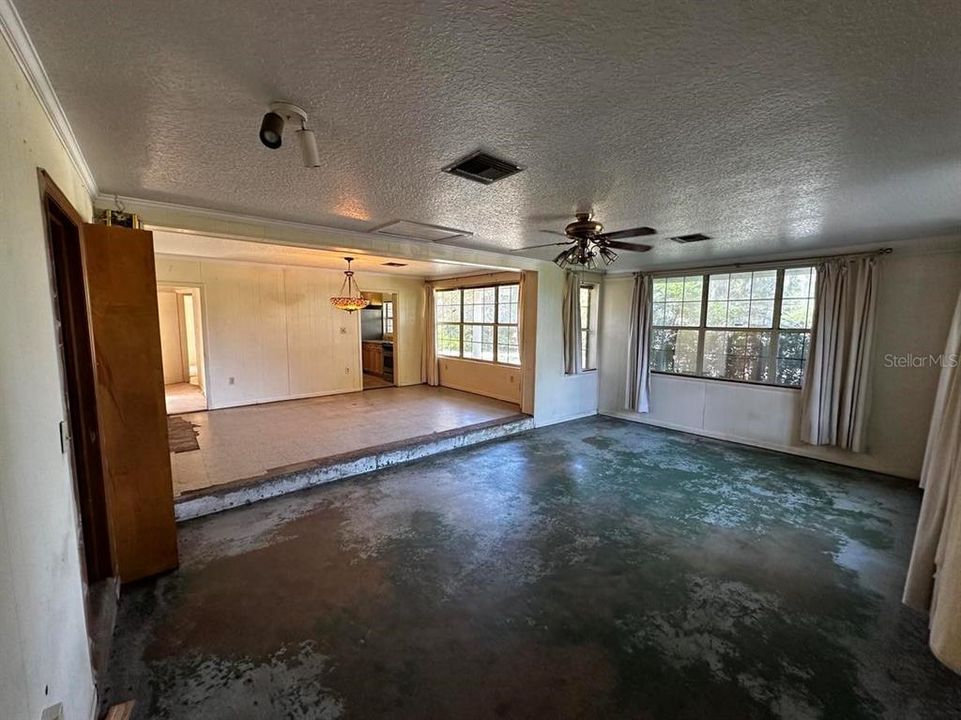 Looking from the family room to the dining room