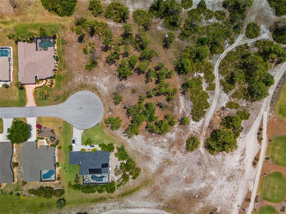 Overhead aerial view of double lot.