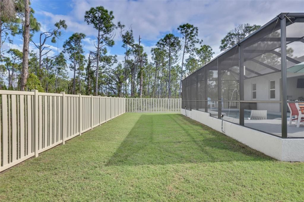 LARGE fenced in area behind pool