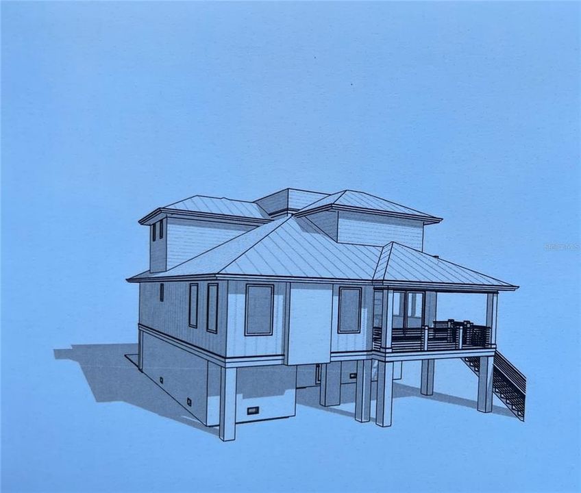 Rear elevation drawing - permitted plans available