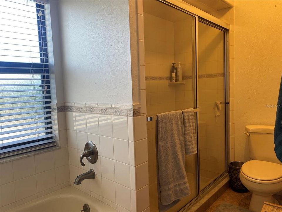 Tub and separate walk-in shower.