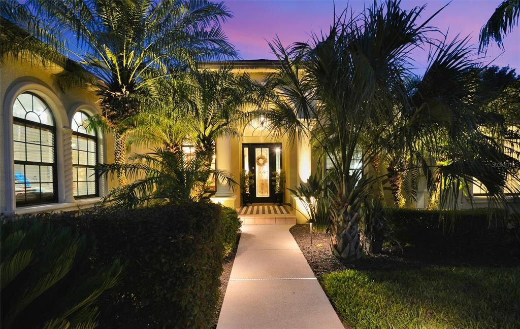 Extensive landscape lighting around the home