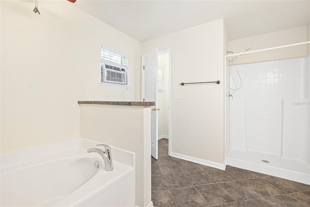 Owner's bathroom with tub and separate Walk-In Shower