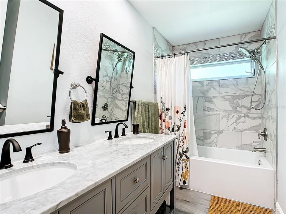 Bath 2 has been recently renovated with Tub/Shower combo and large double sink vanity with plenty of counter space.