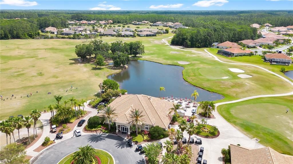 ARIEL OF VENETIAN BAY CLUBHOUSE AND GOLF COURSE.