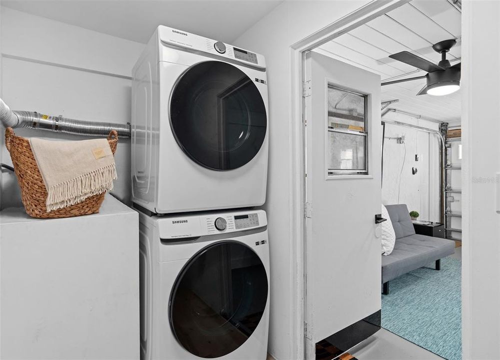 Laundry area with Samsung smart large capacity front loaders