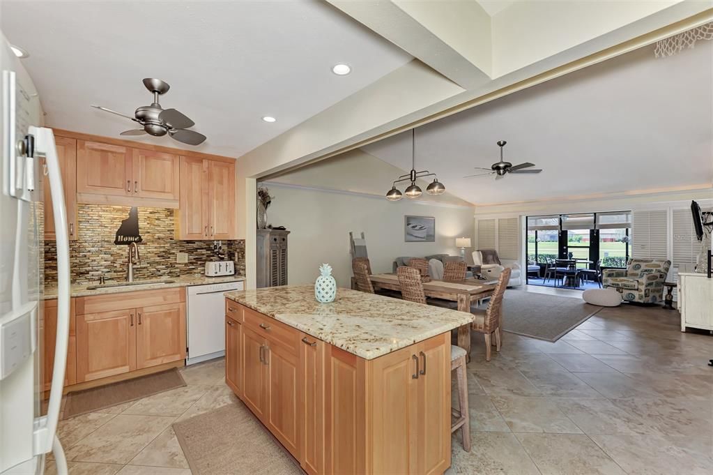 Kitchen/Living room combo with golf course view