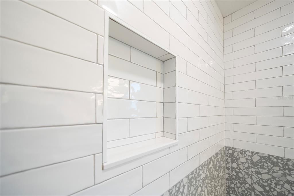Close up of tile in master shower