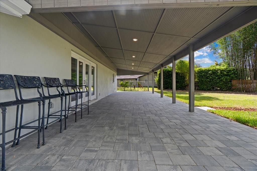 Large Covered Back Porch with Pavers
