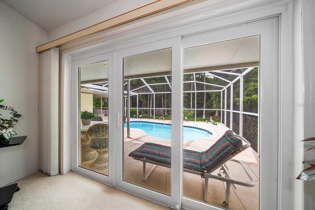 Private view from master suite. All sliding doors have easy to install & store hurricane panels~