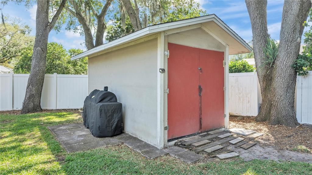 Storage shed with electric
