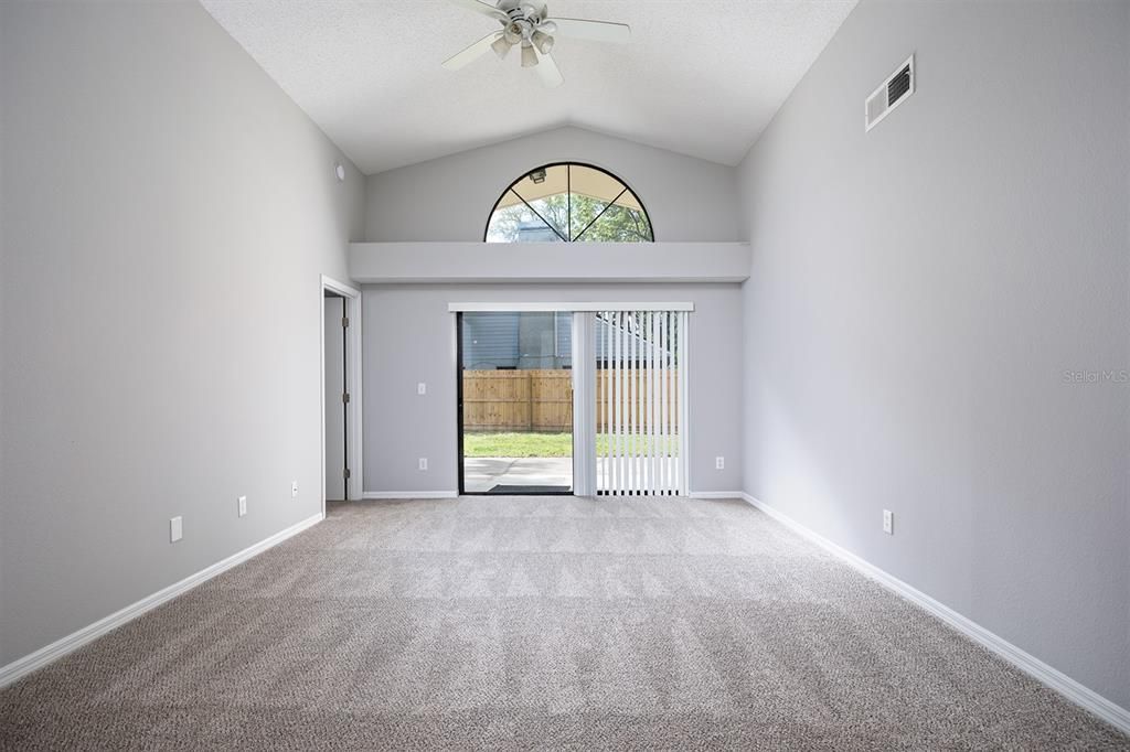 Great room area with sliders to back porch