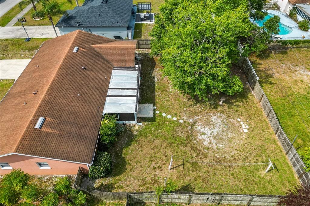 Aerial view of entire backyard.