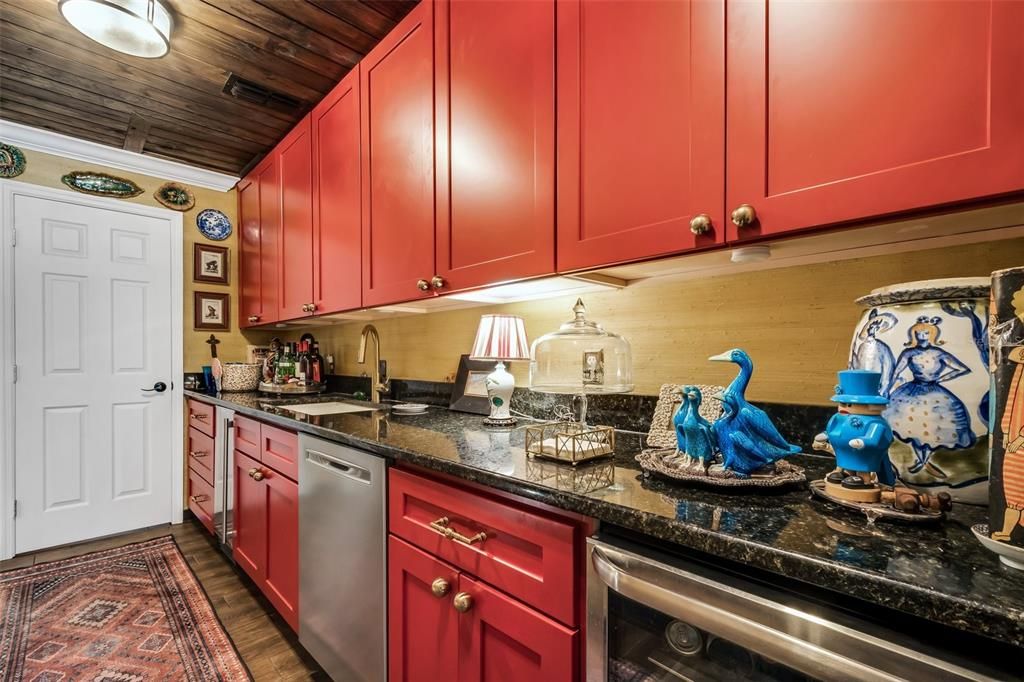 And, of course, the bright red cabinets for a small pop of color!