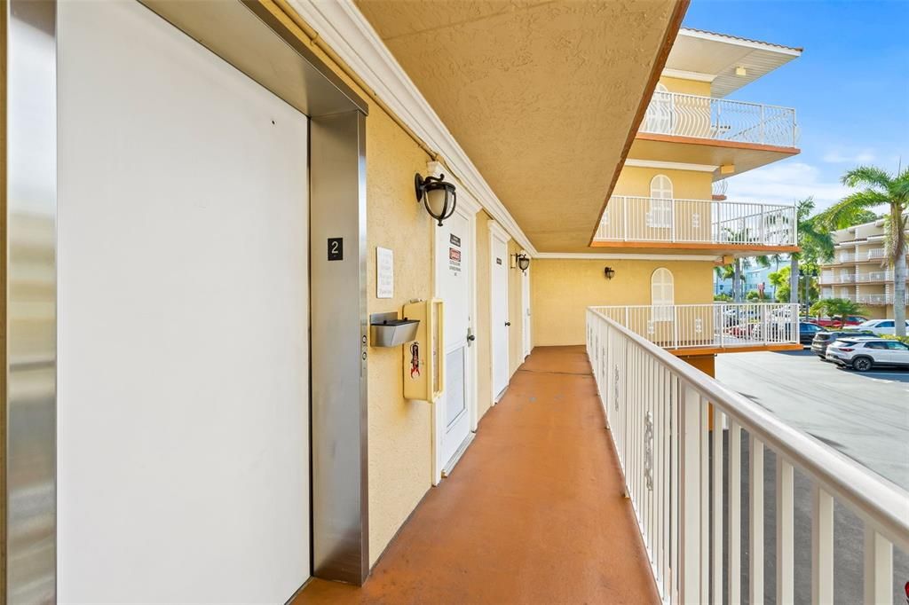 Unit located adjacent to elevators that take you down directly to amenities and pool deck.