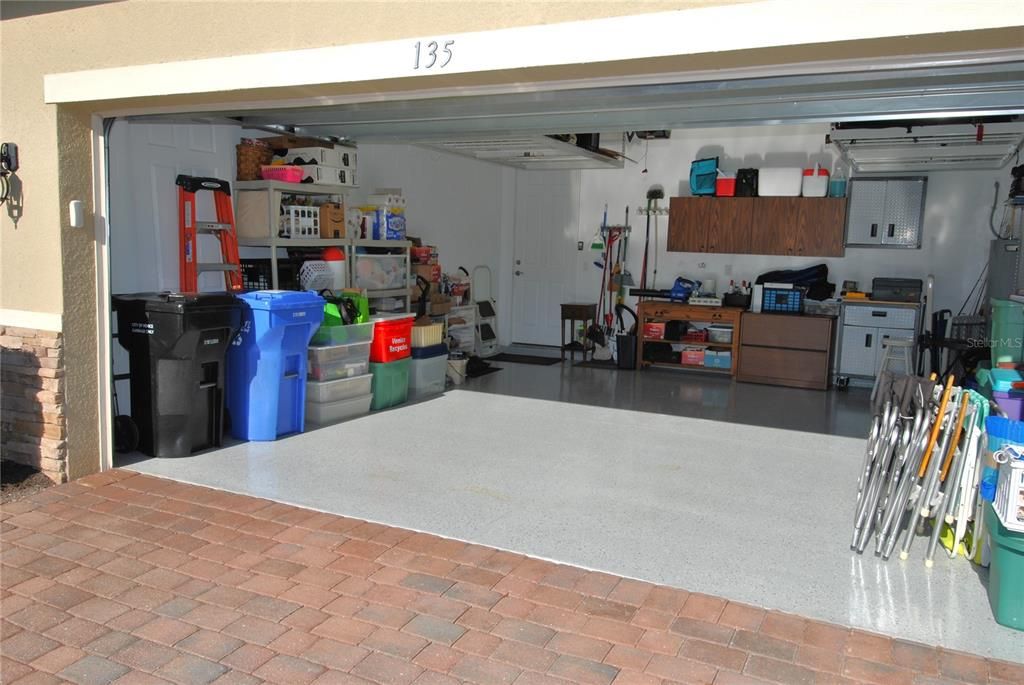 Epoxy Floor Garage with Overhead Storage