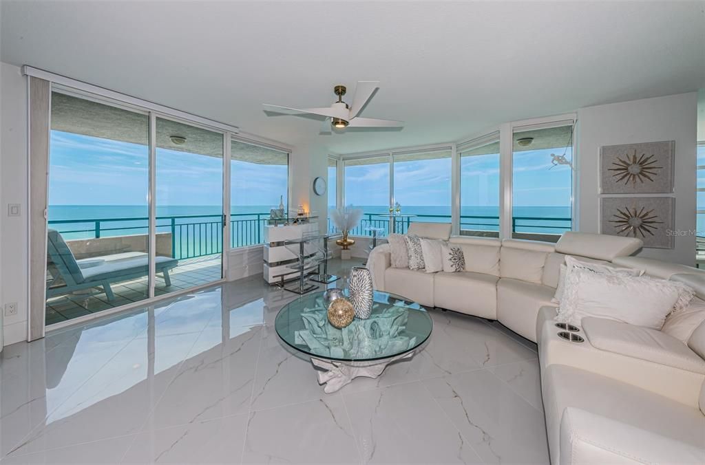 Contemporary Sunny Florida  Interior Design Features Spectacular Aquamarine Panorama with Wrap Around Terrace Access!