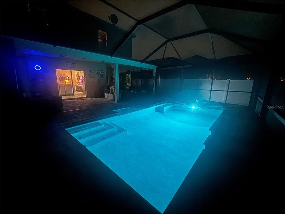 Night view of the Led Pool Light with variety of colors