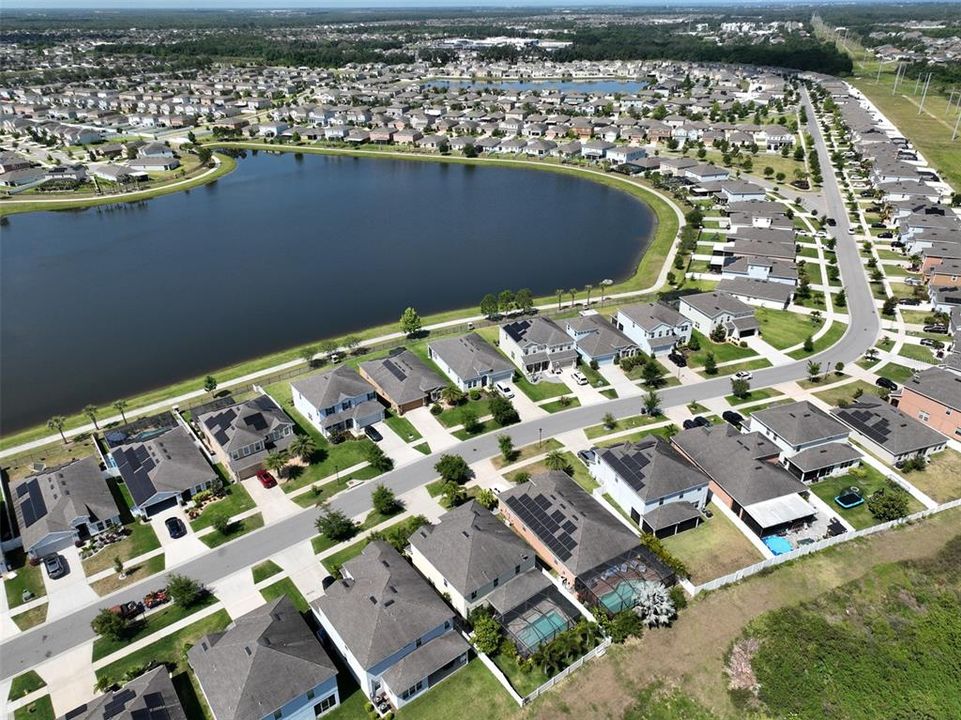 Aerial view of the community and lake