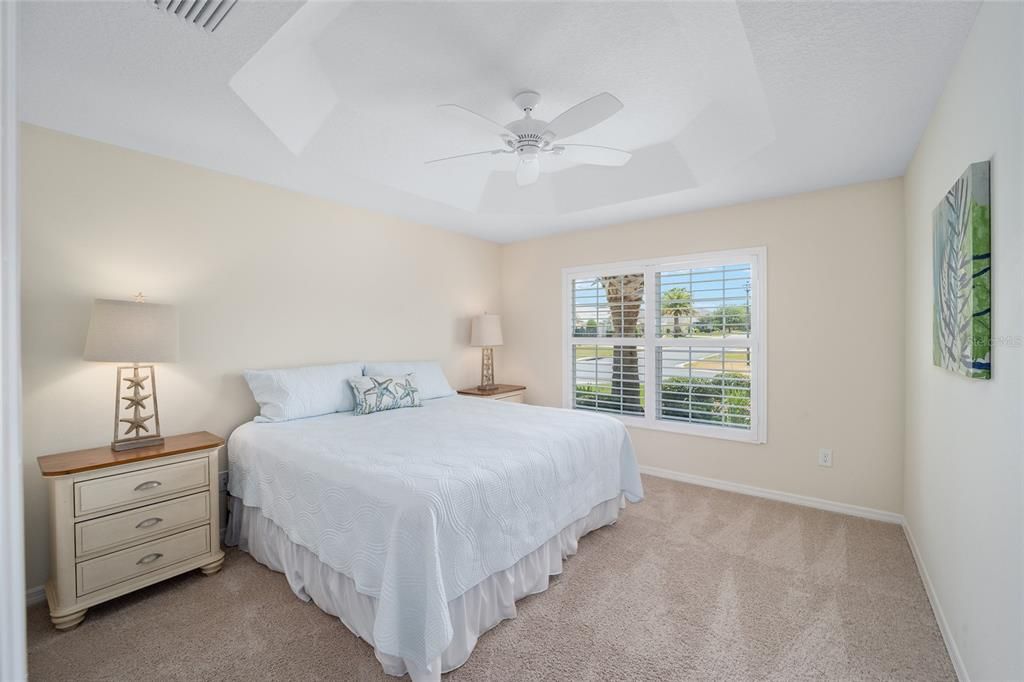 The front bedroom has tons of space for the king sized bed.