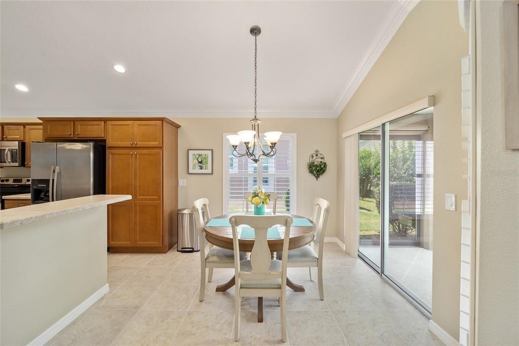 The kitchen nook.  The lanai is to the right and kitchen to the left.