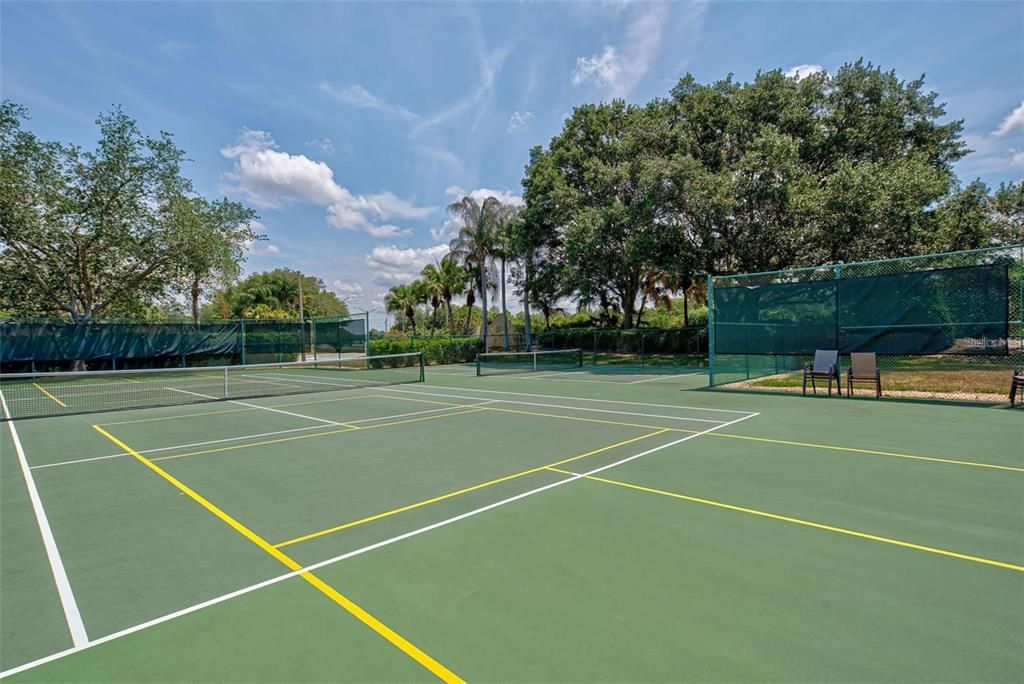 Make new friends on the nearby pickleball courts.