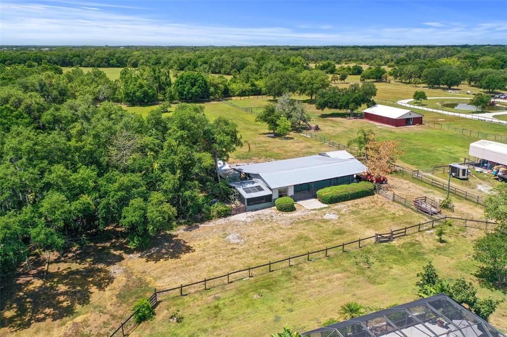 Aerial view of the barn.