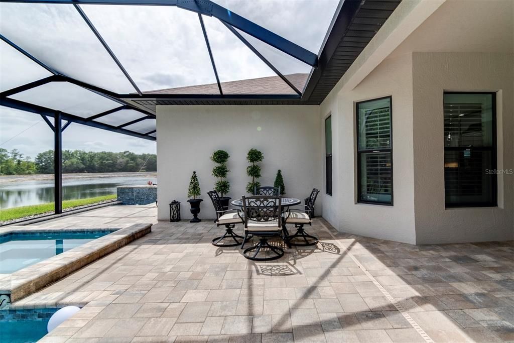 The screen covered area of the pool deck.