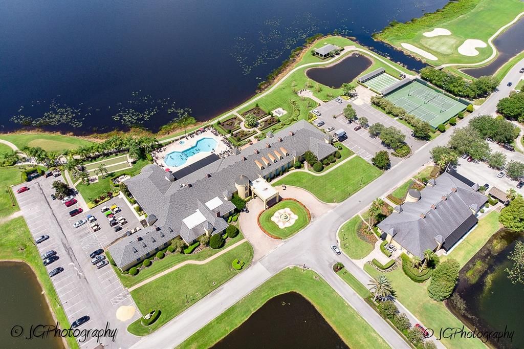 The 26,000 square foot main clubhouse is filled with resident ammenities. The grounds have lawn bowling/bocce courts, heated pool and spa, English garden, community gazebo, horseshoe pits, basketball court, and lighted tennis and shuffleboard courts.