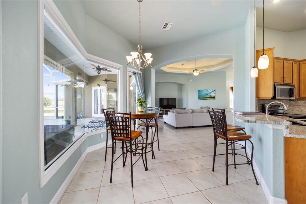 Breakfast nook looking from guest room hall.