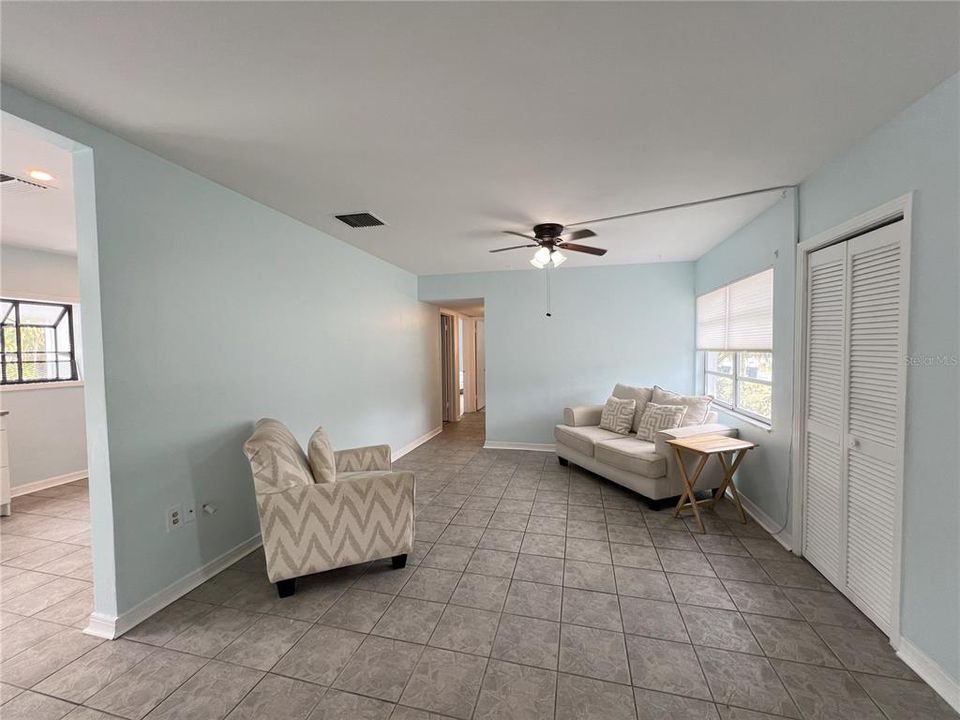 View of living room from dining room.