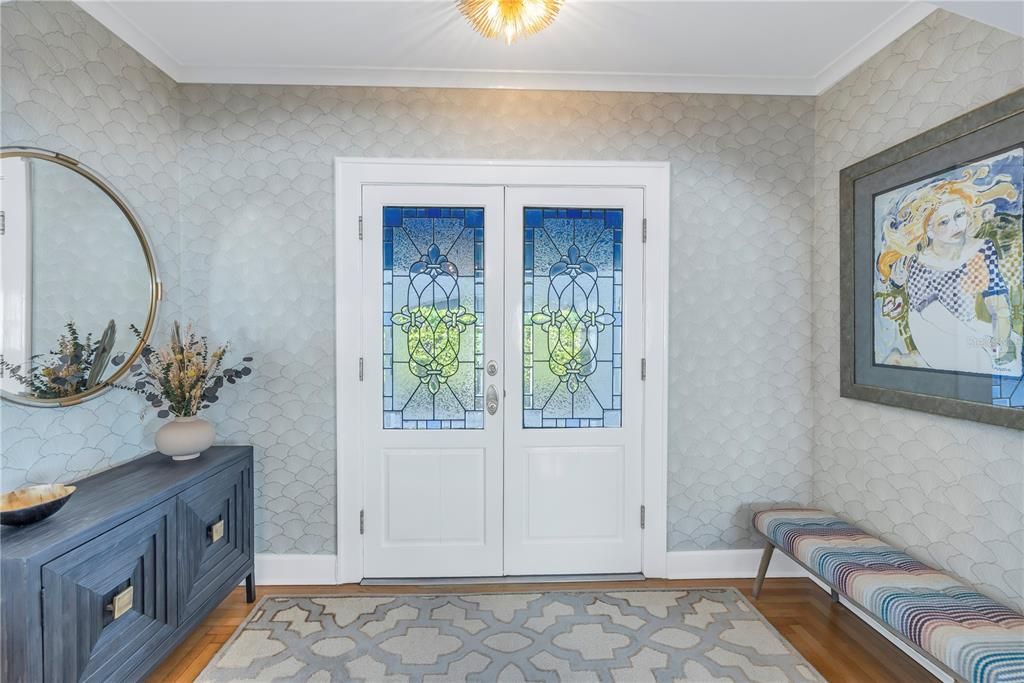 Formal Entrance with double lead glass doors