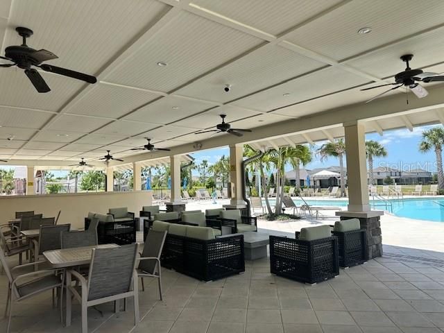 Community pool and lounge area