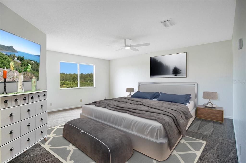 Virtually Staged Master Bedroom