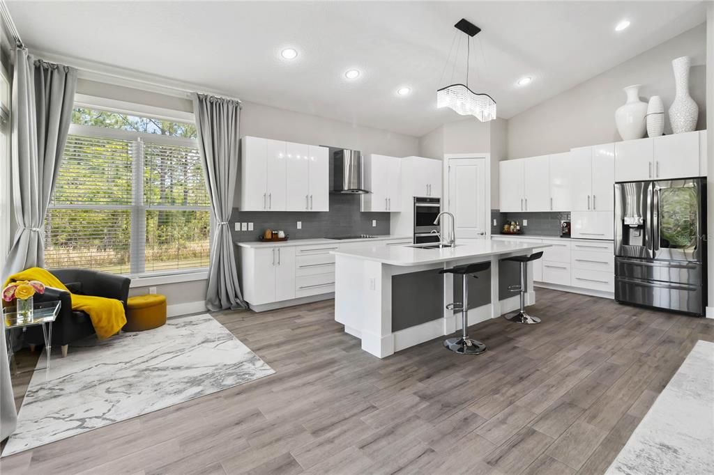 Clean sleek kitchen design with 42 inch cabinets