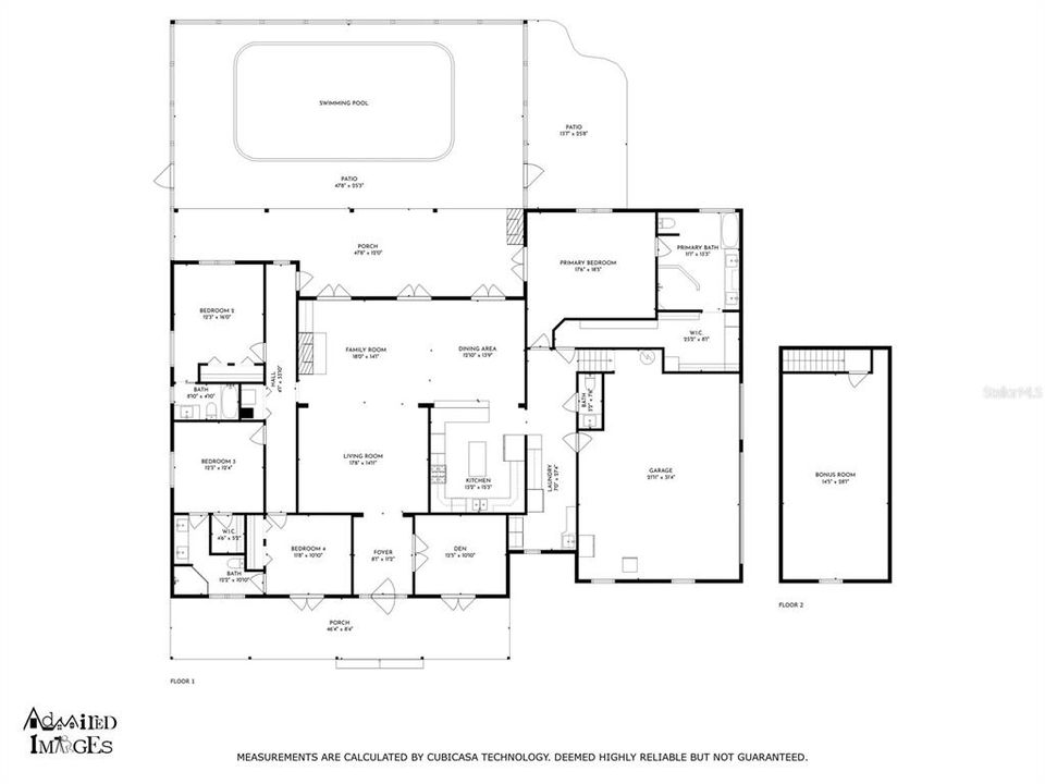 Floor plan for home with garage and bonus room