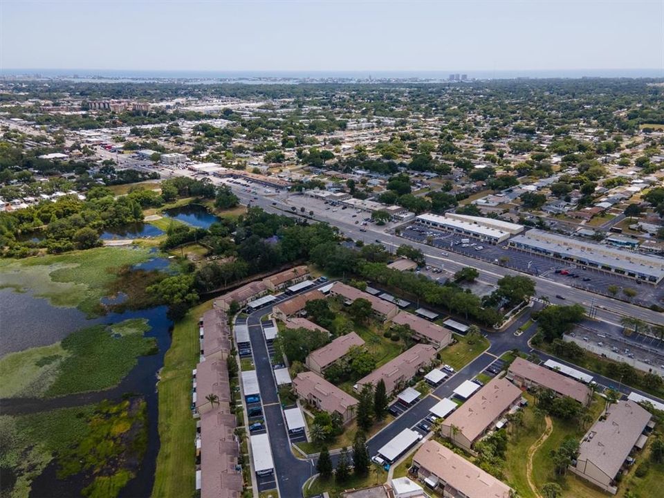 looking back towards the City of Seminole, the entertainment center is Seminole City Center with restaurants, shopping, theatre, music in the parking lot with bands on the weekend, pet store, gym, grocery