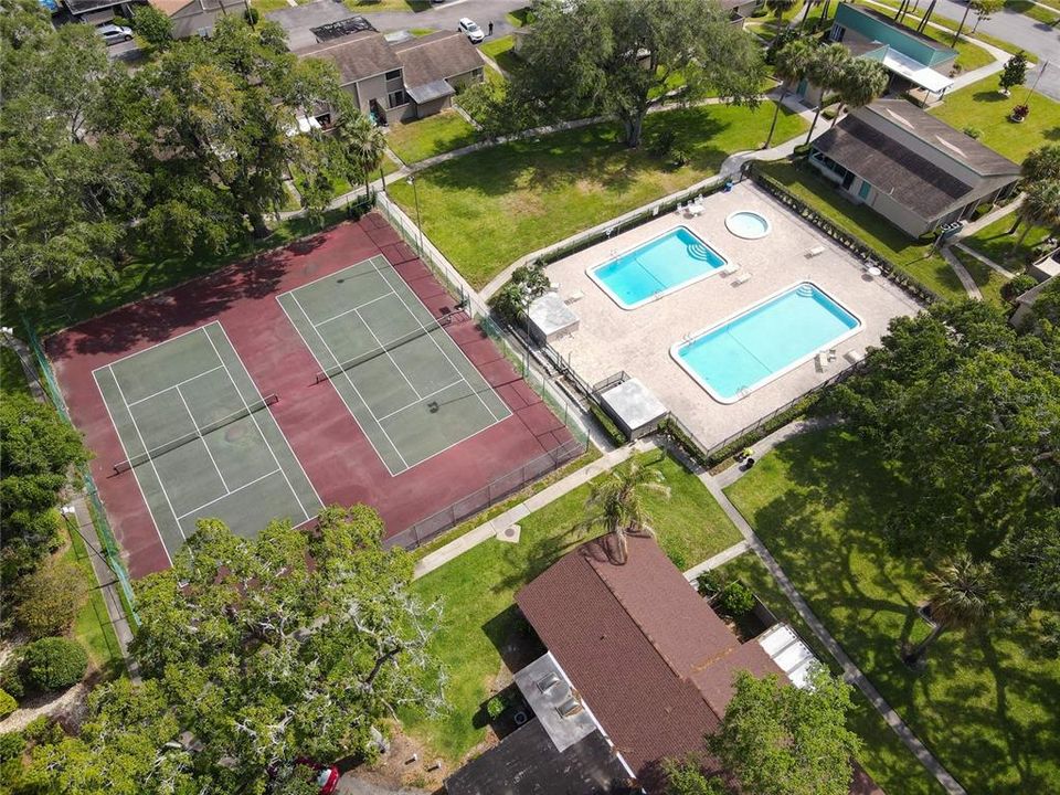 pool and tennis courts