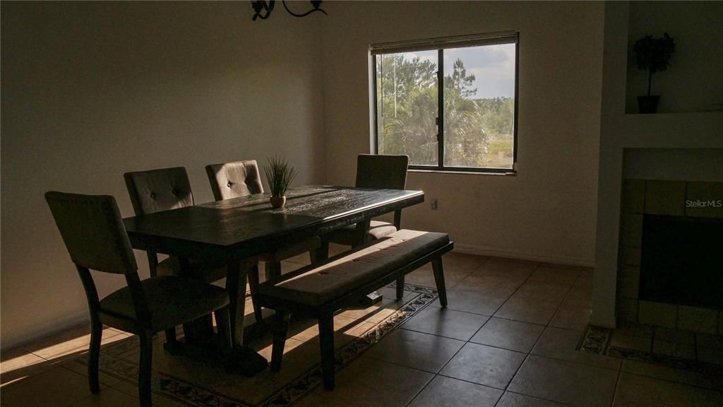 Dining room with a scenic view