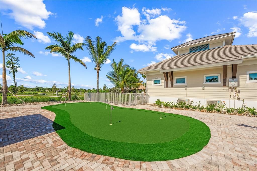 Putting green and bathhouse