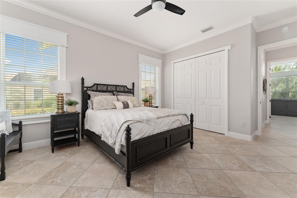 Another view of BEDROOM 2 shows CLOSET (center) & HALLWAY of GUEST WING (R).