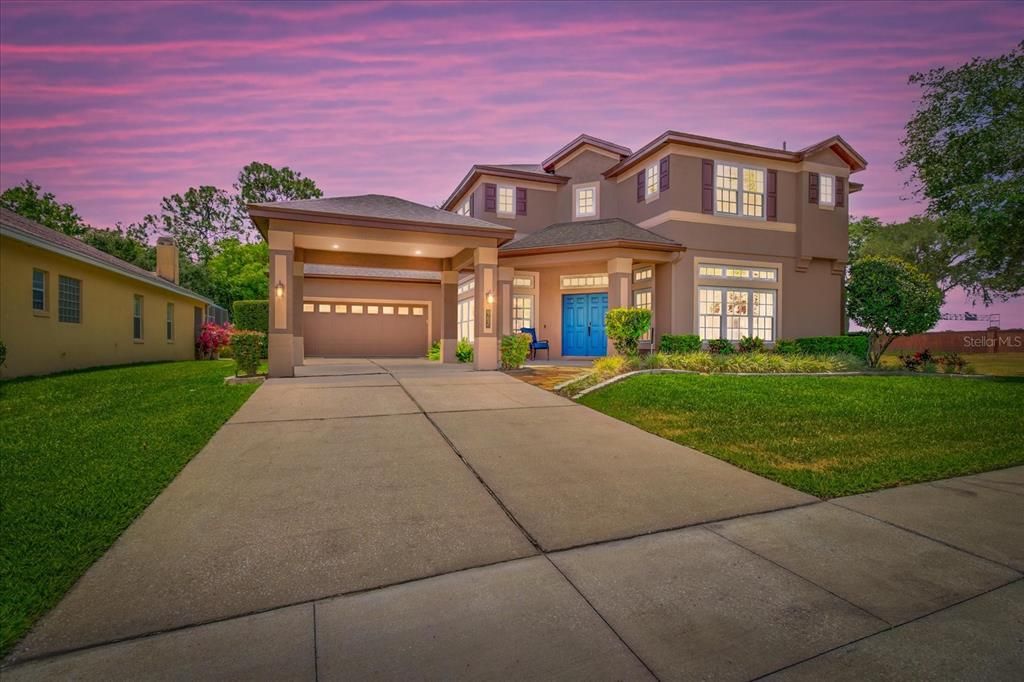 Twilight shot of this pretty home.